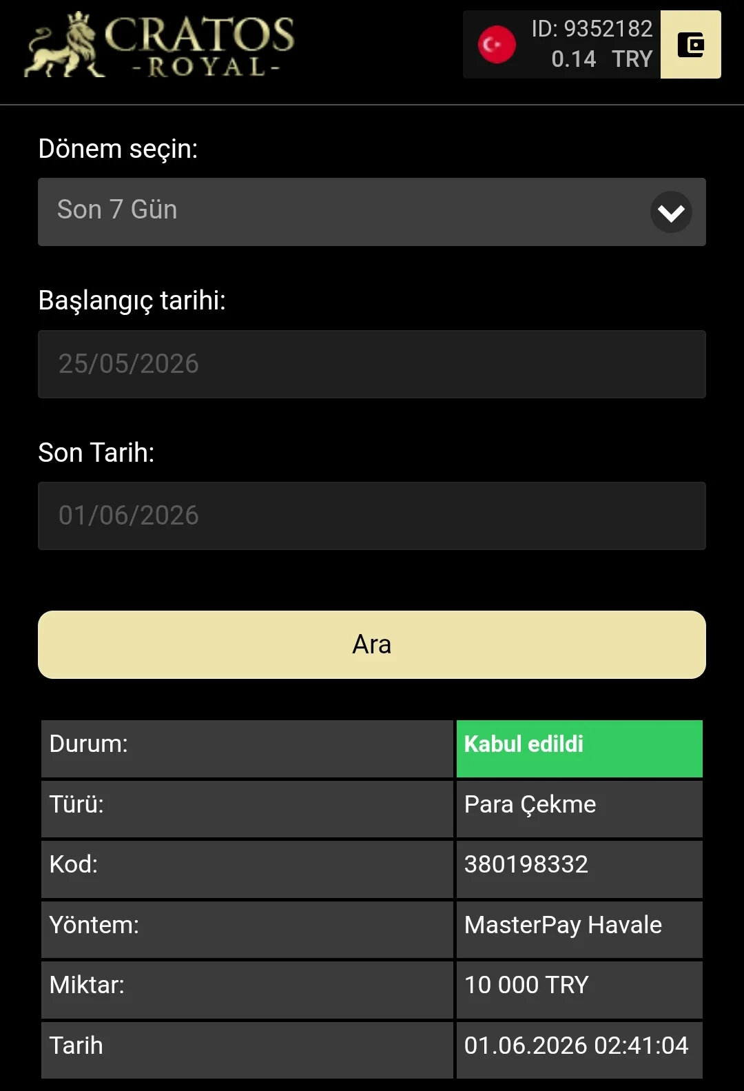 Cratosroyalbet çekim paylaşımı