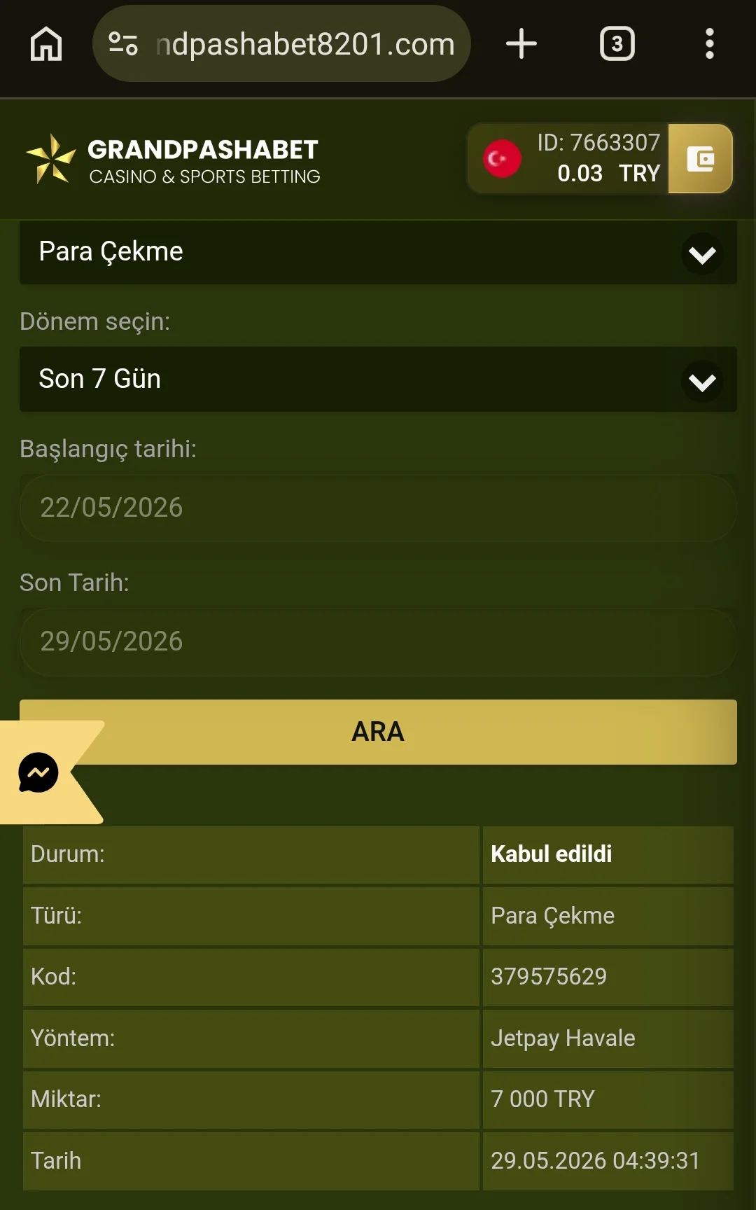 Grandpashabet çekim paylaşımı